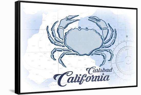 Carlsbad, California - Crab - Blue - Coastal Icon-Lantern Press-Framed Stretched Canvas