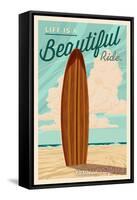 Carlsbad, California - Life is a Beautiful Ride Surfboard Letterpress-Lantern Press-Framed Stretched Canvas
