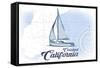 Carlsbad, California - Sailboat - Blue - Coastal Icon-Lantern Press-Framed Stretched Canvas