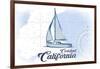Carlsbad, California - Sailboat - Blue - Coastal Icon-Lantern Press-Framed Art Print