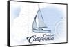 Carlsbad, California - Sailboat - Blue - Coastal Icon-Lantern Press-Framed Stretched Canvas