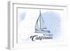 Carlsbad, California - Sailboat - Blue - Coastal Icon-Lantern Press-Framed Art Print