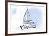 Carlsbad, California - Sailboat - Blue - Coastal Icon-Lantern Press-Framed Premium Giclee Print