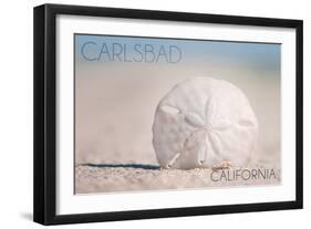 Carlsbad, California - Sand Dollar on Beach-Lantern Press-Framed Art Print