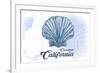 Carlsbad, California - Scallop Shell - Blue - Coastal Icon-Lantern Press-Framed Art Print