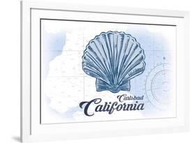 Carlsbad, California - Scallop Shell - Blue - Coastal Icon-Lantern Press-Framed Art Print