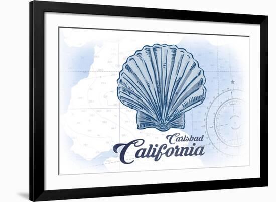 Carlsbad, California - Scallop Shell - Blue - Coastal Icon-Lantern Press-Framed Art Print