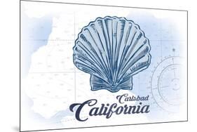 Carlsbad, California - Scallop Shell - Blue - Coastal Icon-Lantern Press-Mounted Art Print