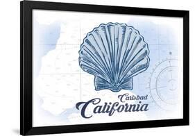 Carlsbad, California - Scallop Shell - Blue - Coastal Icon-Lantern Press-Framed Art Print