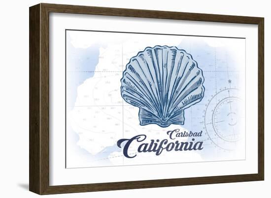 Carlsbad, California - Scallop Shell - Blue - Coastal Icon-Lantern Press-Framed Art Print