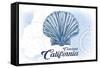 Carlsbad, California - Scallop Shell - Blue - Coastal Icon-Lantern Press-Framed Stretched Canvas