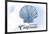 Carlsbad, California - Scallop Shell - Blue - Coastal Icon-Lantern Press-Framed Premium Giclee Print