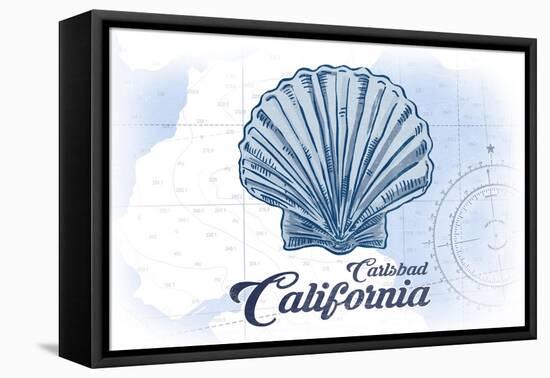 Carlsbad, California - Scallop Shell - Blue - Coastal Icon-Lantern Press-Framed Stretched Canvas