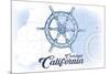 Carlsbad, California - Ship Wheel - Blue - Coastal Icon-Lantern Press-Mounted Premium Giclee Print