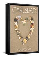 Carlsbad, California - Stone Heart on Sand-Lantern Press-Framed Stretched Canvas