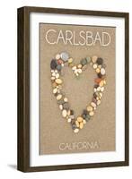 Carlsbad, California - Stone Heart on Sand-Lantern Press-Framed Art Print