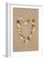 Carlsbad, California - Stone Heart on Sand-Lantern Press-Framed Art Print