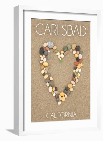 Carlsbad, California - Stone Heart on Sand-Lantern Press-Framed Art Print