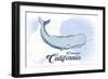 Carlsbad, California - Whale - Blue - Coastal Icon-Lantern Press-Framed Art Print