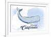 Carlsbad, California - Whale - Blue - Coastal Icon-Lantern Press-Framed Premium Giclee Print