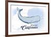 Carlsbad, California - Whale - Blue - Coastal Icon-Lantern Press-Framed Premium Giclee Print