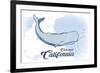 Carlsbad, California - Whale - Blue - Coastal Icon-Lantern Press-Framed Premium Giclee Print