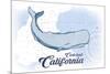 Carlsbad, California - Whale - Blue - Coastal Icon-Lantern Press-Mounted Premium Giclee Print