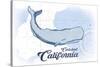 Carlsbad, California - Whale - Blue - Coastal Icon-Lantern Press-Stretched Canvas