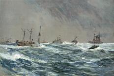 United States War-Ships in a Blow-Squally Weather Off the Cuban Coast-Carlton T. Chapman-Mounted Giclee Print