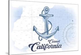 Carmel, California - Anchor - Blue - Coastal Icon-Lantern Press-Stretched Canvas