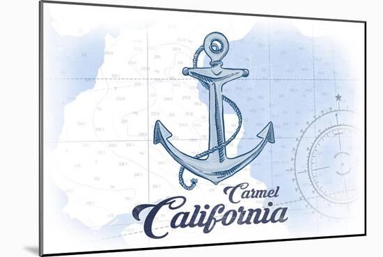 Carmel, California - Anchor - Blue - Coastal Icon-Lantern Press-Mounted Art Print