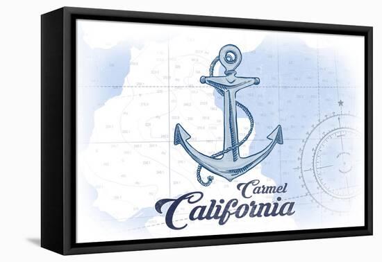 Carmel, California - Anchor - Blue - Coastal Icon-Lantern Press-Framed Stretched Canvas