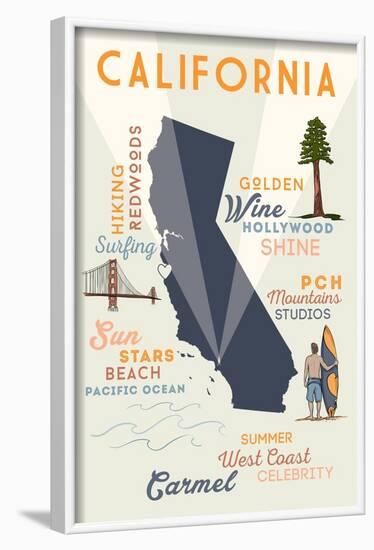 Carmel, California and Icons-Lantern Press-Framed Art Print