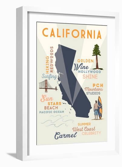 Carmel, California and Icons-Lantern Press-Framed Art Print