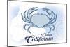 Carmel, California - Crab - Blue - Coastal Icon-Lantern Press-Mounted Art Print