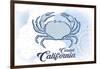 Carmel, California - Crab - Blue - Coastal Icon-Lantern Press-Framed Art Print