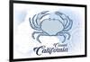 Carmel, California - Crab - Blue - Coastal Icon-Lantern Press-Framed Art Print