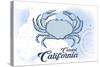 Carmel, California - Crab - Blue - Coastal Icon-Lantern Press-Stretched Canvas