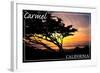 Carmel, California - Cypress Tree Silhouette --Lantern Press-Framed Art Print