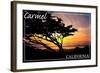 Carmel, California - Cypress Tree Silhouette --Lantern Press-Framed Art Print