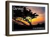 Carmel, California - Cypress Tree Silhouette --Lantern Press-Framed Art Print