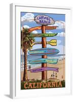 Carmel, California - Destination Signpost-Lantern Press-Framed Art Print