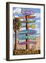 Carmel, California - Destination Signpost-Lantern Press-Framed Art Print