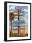 Carmel, California - Destination Signpost-Lantern Press-Framed Art Print