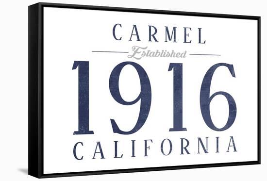 Carmel, California - Established Date (Blue)-Lantern Press-Framed Stretched Canvas