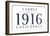 Carmel, California - Established Date (Blue)-Lantern Press-Framed Art Print