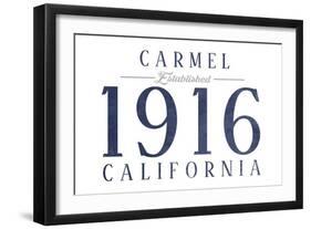 Carmel, California - Established Date (Blue)-Lantern Press-Framed Art Print