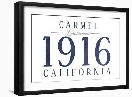 Carmel, California - Established Date (Blue)-Lantern Press-Framed Art Print