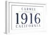 Carmel, California - Established Date (Blue)-Lantern Press-Framed Art Print