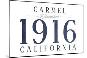 Carmel, California - Established Date (Blue)-Lantern Press-Mounted Art Print